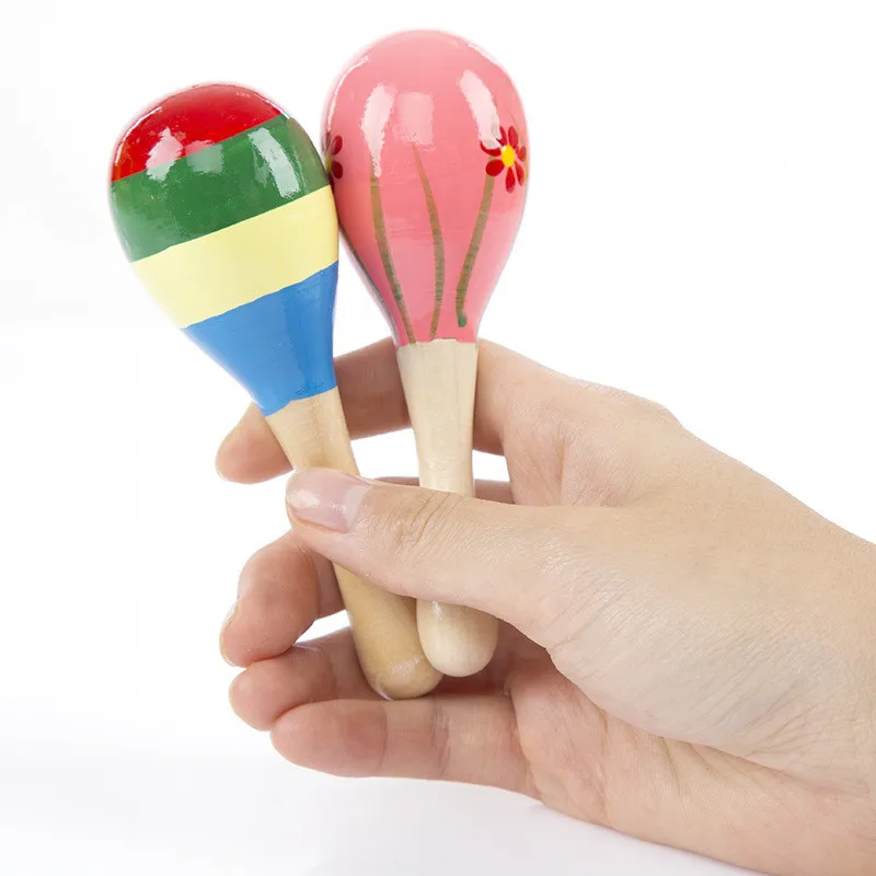 1pc Baby Kid Wooden Ball Toy Sand Hammer Rattle Musical Instrument Percussion Infant