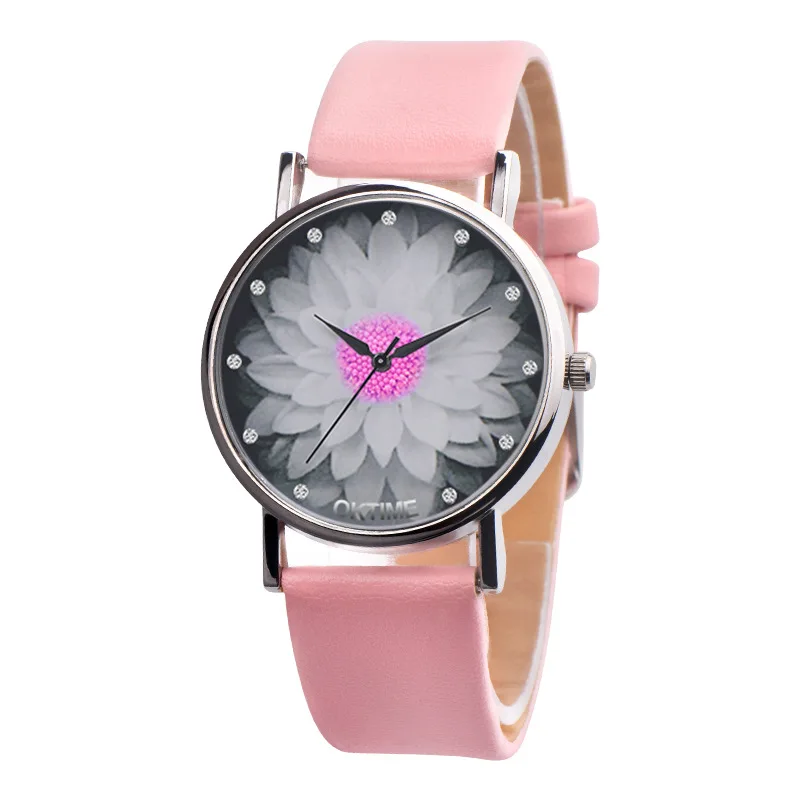 UTHAI BK64 Fashion All-Match Belt Diamond Lotus Fashion Ladies Small Fresh Student Quartz Watch