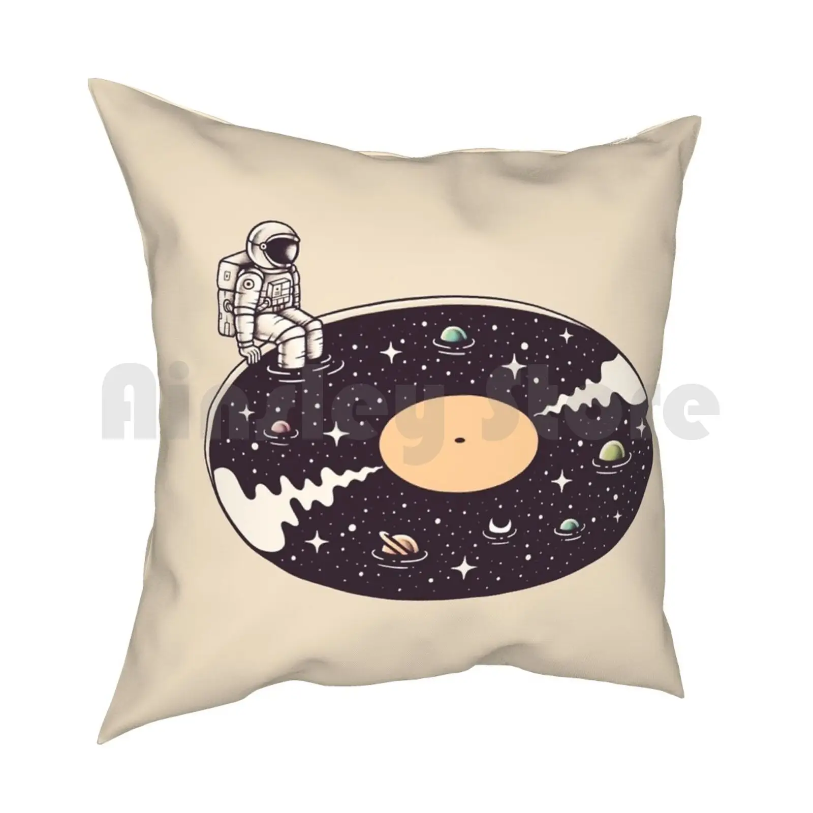 Cosmic Sound Pillow Case Printed Home Soft DIY Pillow cover Astronaut Space Stars Planets Cosmos Vinyl Music Water Surreal