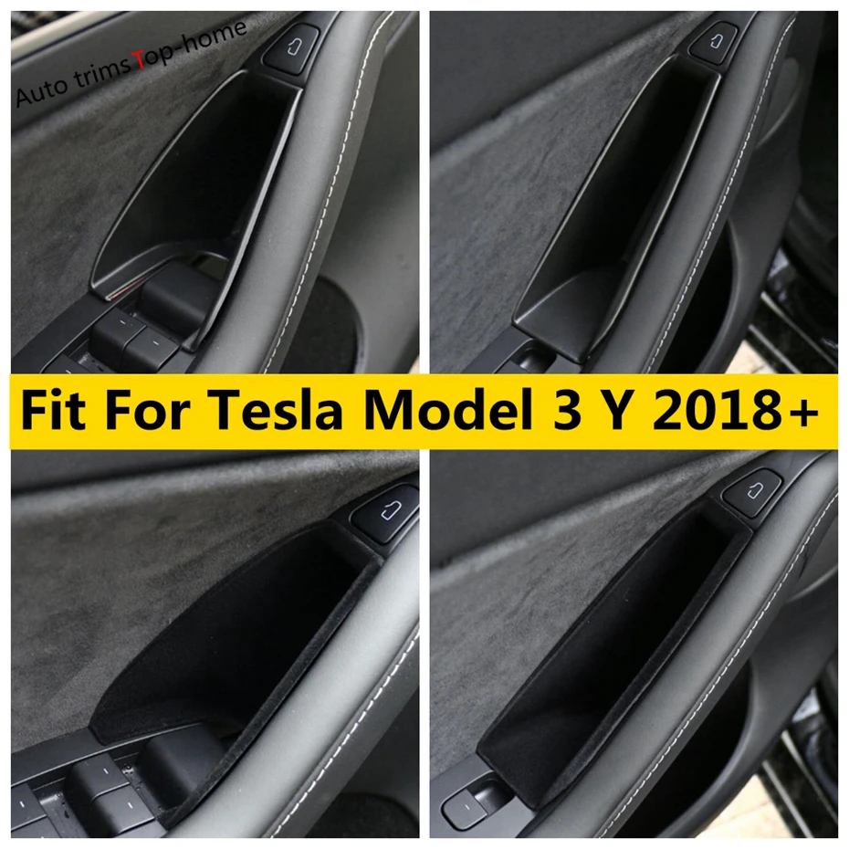 

Боковая коробка для хранения для автомобиля Tesla Model 3 Y 2018-2022, подлокотник для ручки передней и задней двери, органайзер, пластиковые аксессуа...