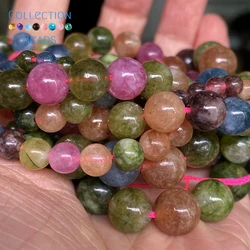 Natural Stone Colorful Tourmaline Jades Tiger Eye Loose Round Beads For Jewelry Making 4-10mm Diy Bracelets Accessories 15