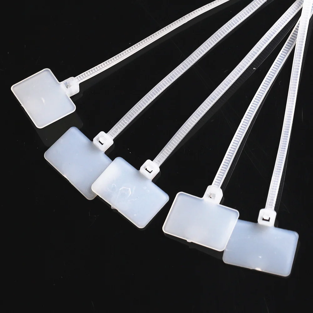 100pcs Muti-purpose Nylon Tie Tags Self-Locking Network Cable Zip Trim Wrap Loop Wire Straps Label