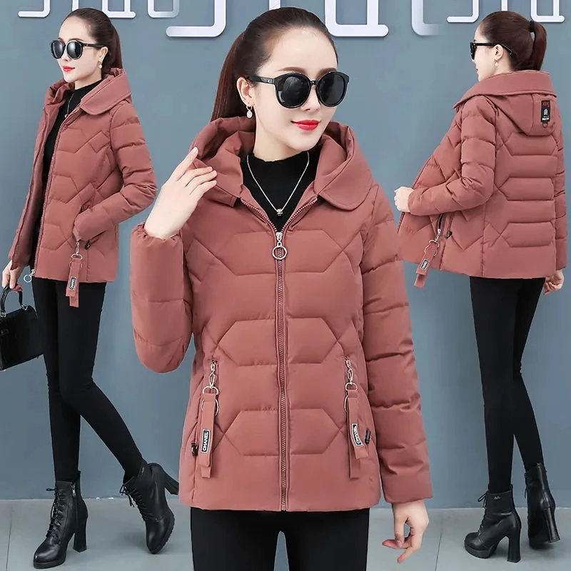 Ropa de algodón para mujer, Chaqueta corta de algodón grueso y ajustada, versión coreana, abrigo cálido de Color sólido con cremallera, A374, novedad de invierno 2021