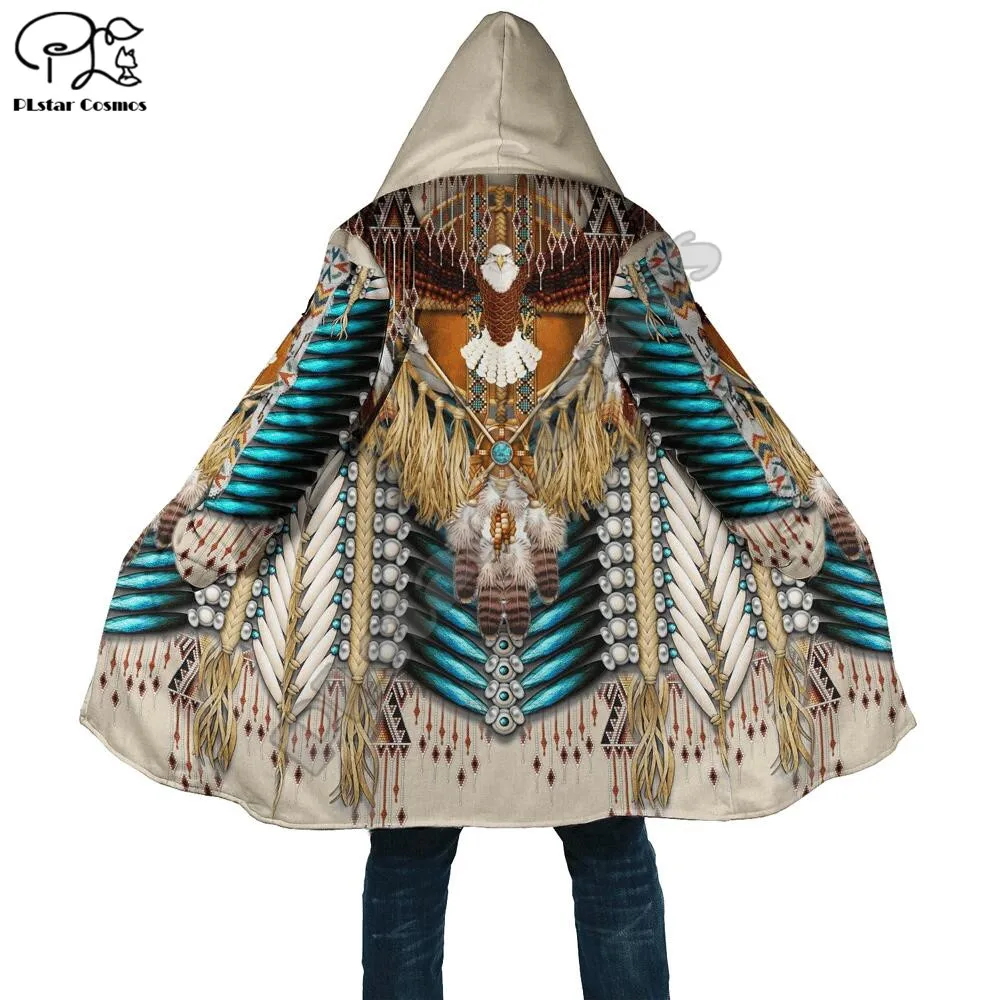 

PLstar Cosmos Aborigine Style Eagle 3D Printed Winter Men/Women Hooded Cloaks Fleece Wind Breaker Unisex Casual Warm Overcoat E1