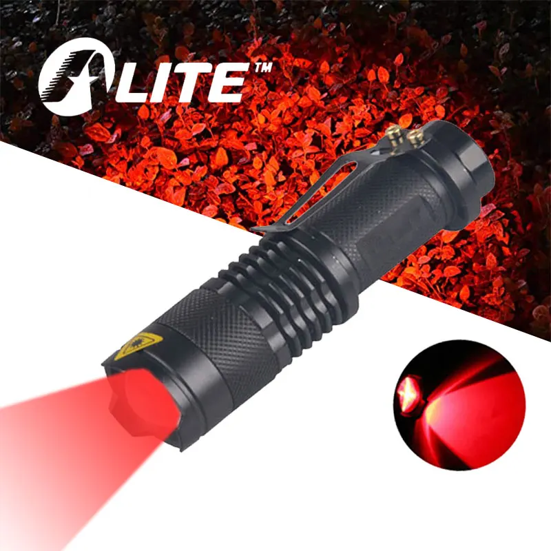 TMWT Portable Mini Adjustable SK68 Red Light Flashlight Red Hunting Tactical Torch Zoom Torch for hotel camera detector