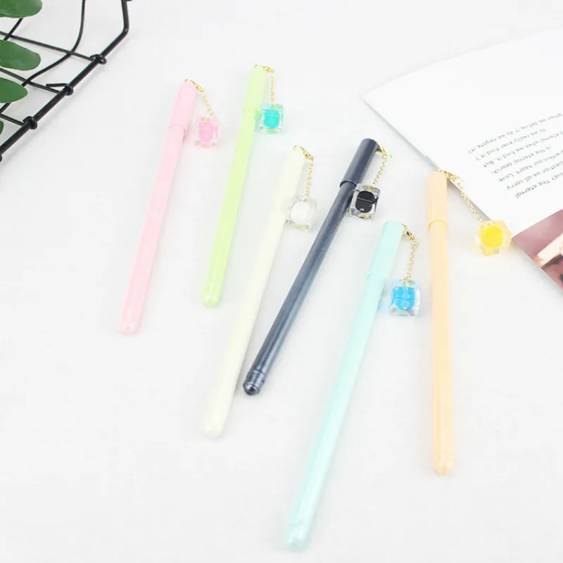 50PCS Color Squares Pendant Pen Cute Square Students Gel Pen Stationery Kawaii School Supplies