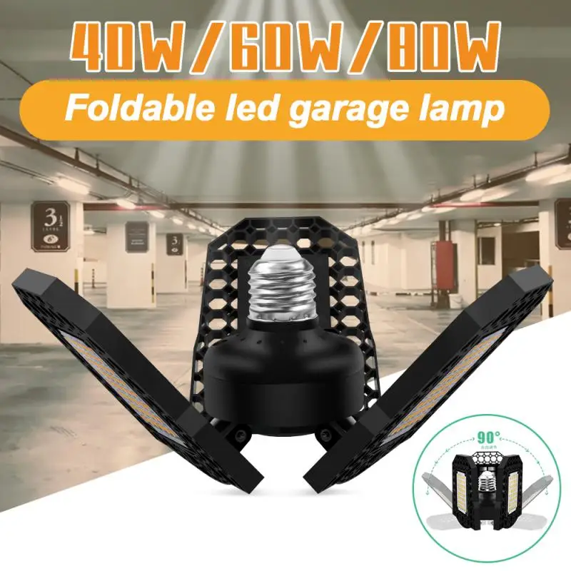 

40/60/80W LED Garage Light 3000K/6000K Deformation Deformable Ceiling Light High Bay Light Indoor For Garage Workshop Warehouse