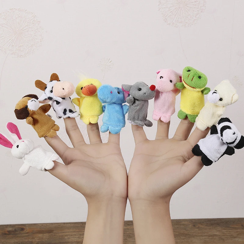 Finger Puppets Baby Mini Animal Educational Hand Fingertip Toys Cartoon Animal Christmas Plush doll Plush Toys for Children Gift