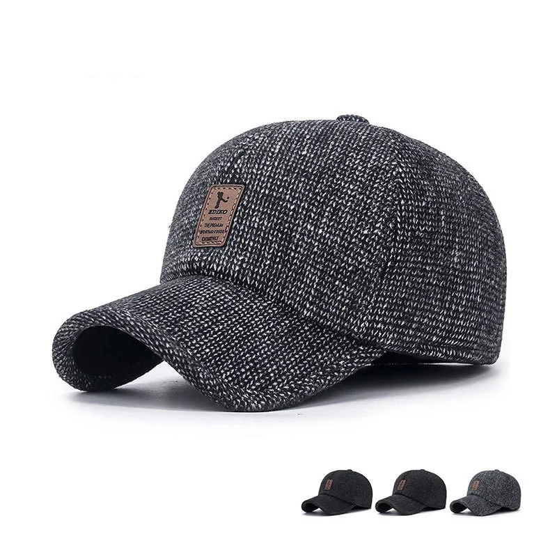 New Men Warm Thick Baseball Caps Male Autumn Winter Sport Visors Snapback Earflaps Dad Cap Hat For Men