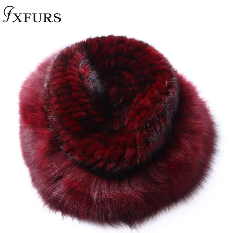 2020 New Genuine Real Natural Knitted Mink Fur Hat Cap Women Hand Made Knit Fashion Winter Headgear Fox Fur Hats Russian Warm