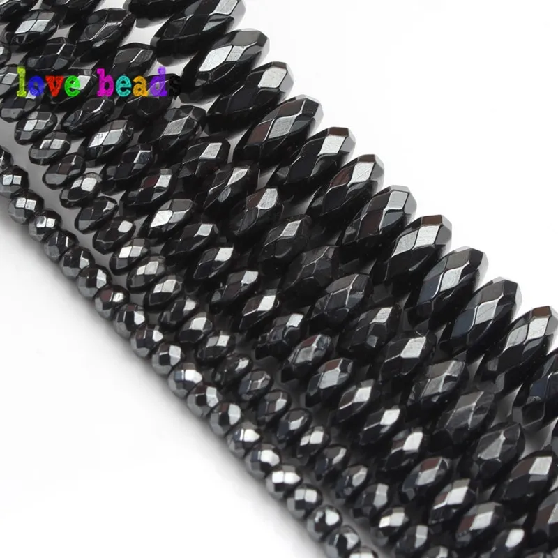 4x2/3x2/6x3/8x4/10x4mm Natural Black Hematites Flat Stone Spacer Loose beads For Fashion Accessories Jewellery Making 15\'\'