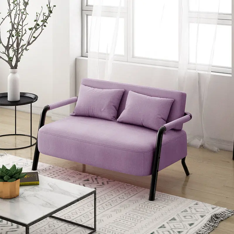 Nordic pojedyncza podwójna Sofa Sofa do salonu mały apartament prosta nowoczesna tkanina Sofa żelazna prosta japońska apartament modna Sofa