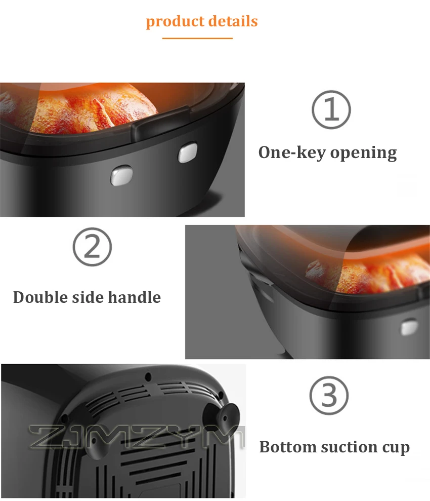 Freidora de aire multifunción, 6,5 L, sin aceite, inteligente, saludable, para Pizza, con pantalla táctil LCD, herramientas de cocina