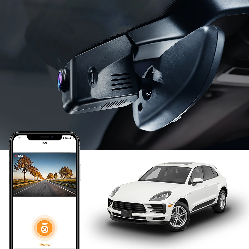 

Dash Car Camera for Porsche Cayenne Panamera Macan Taycan Cayman 911 Turbo 718 Boxster, Fitcamx 4K Wireless Wifi DVR Cam Dashcam