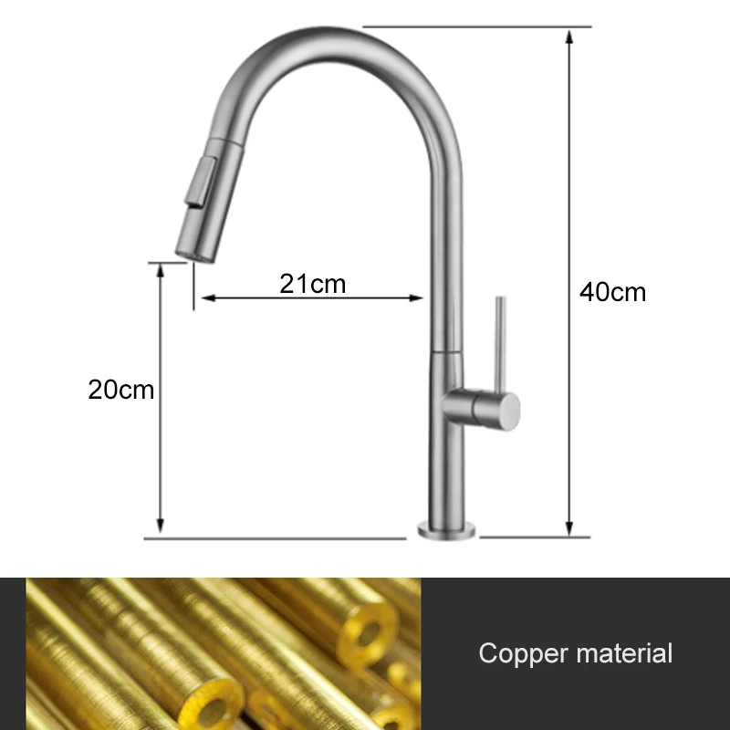 ELLEN Hot Cold Kitchen Sink Faucet Pul Down Deck Mounted Brushed Nickel Water Mixer Tap Crane EL5415N