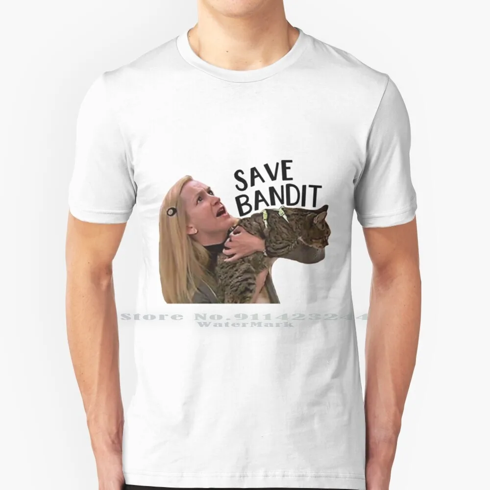 Save Bandit 100% Cotton T Shirt The Office Funny Show Tv Angela Dwight Bandit Save Fire Oscar Cat Lives Today Laugh Quotes Tee