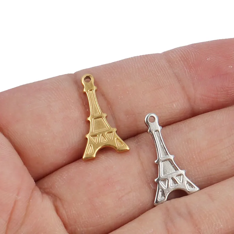 5Pcs Stainless Steel Eiffel Tower Charm Jewelry findings Fit DIY Jewelry Bracelet Charms For earring charms in jewelry making