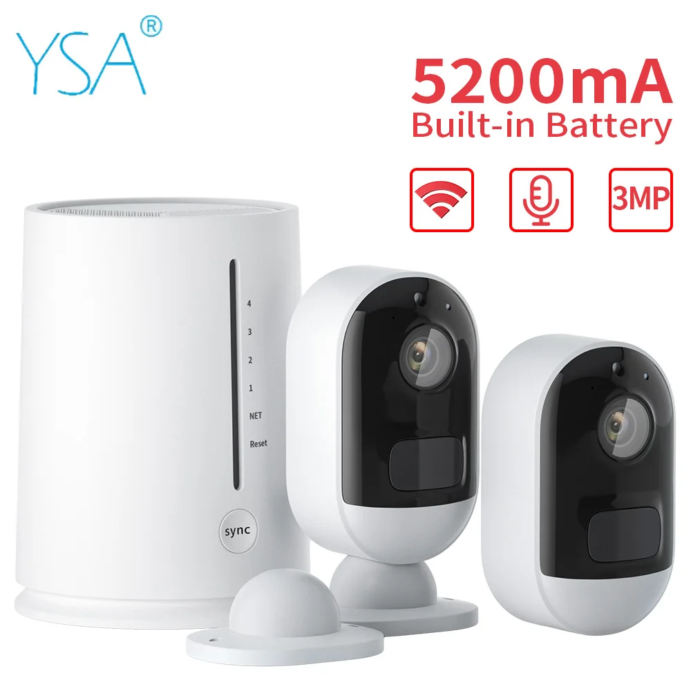 3MP WIFI Battery IP Camera Wireless HD CCTV Indoor Outdoor Home Surveillance Cam System With Gateway PIR Alarm IP66 Waterproof