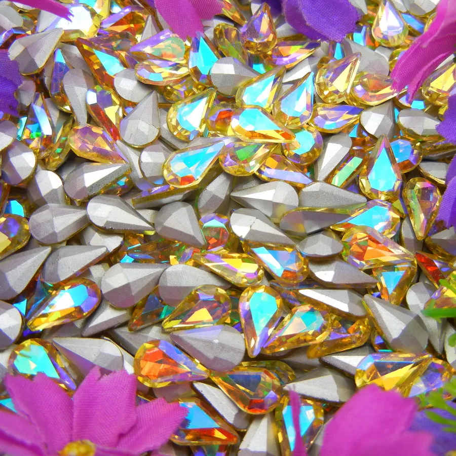 AB Farben 3*6mm 6*10mm 8*13mm Tropfenförmige Glas-Kristalle Strass zum Aufkleben Ornament DIY Verzierung – Detail 12