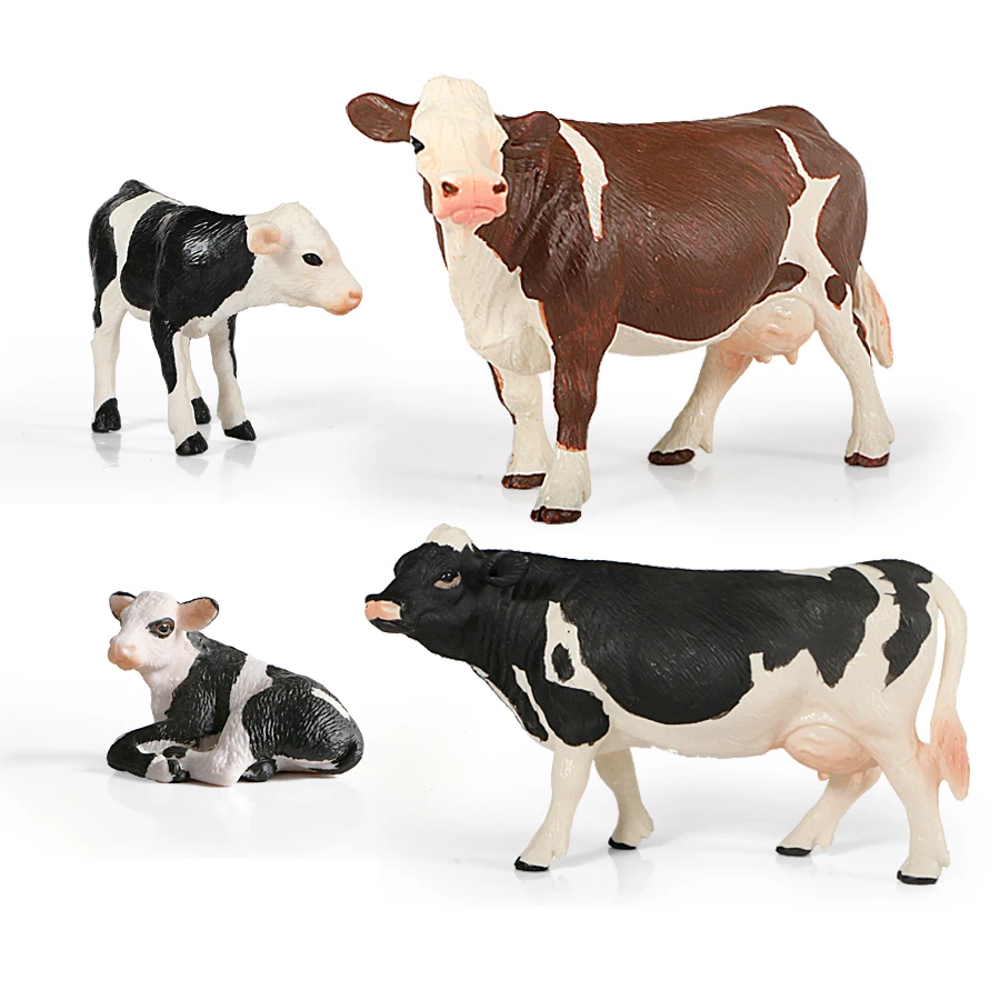 Simulation Action Figures Farm Animals Model Milk Cow Poultry Cattle Calf Bull PVC Models Collection Kids Toys