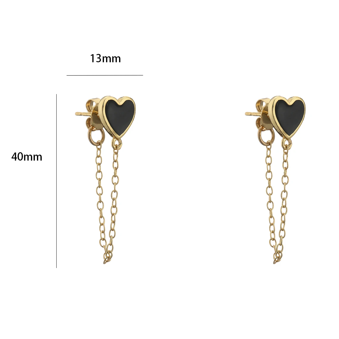 HECEHNG,1 pair,Colorfol Love Heart Link Chain Ear studs,For Women Fashion 2021 Jewelry ,Cooper Earrings, Wholesale