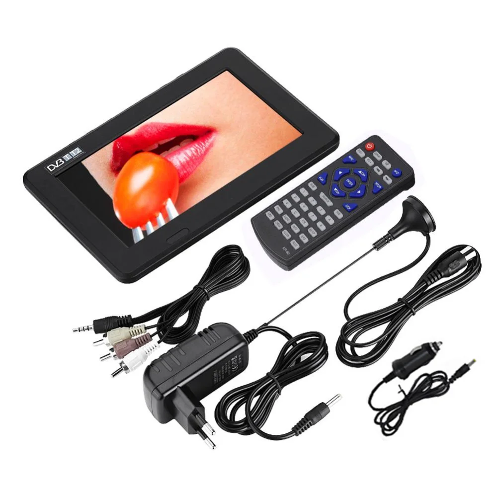 Leadstar 7 polegada d7 DVB-T2 atsc 16:9 hd digital analógico portátil tv jogador de televisão a cores cartão usb tf com carregador de carro