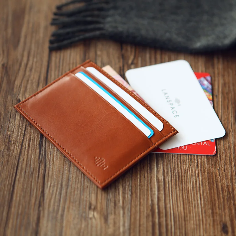 LANSPACE genuine leather card holder  casual card id holders famous brand coin purses holders