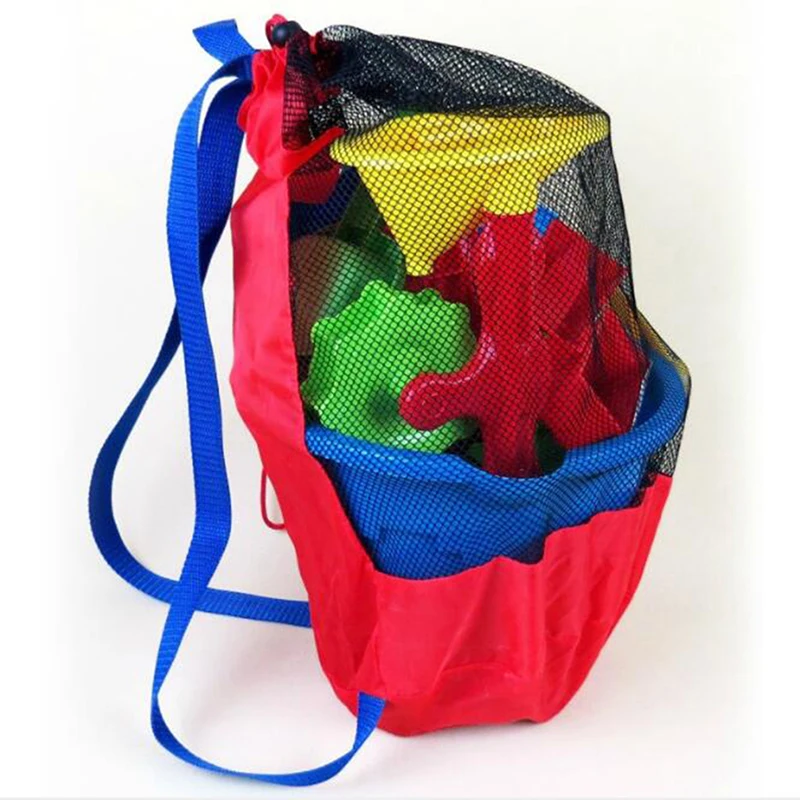 Children Beach Toys Mesh Bag Back Large Mesh Bag Kids Play Sand Digging Sand Shovel Tool Storage Bag(Does Not Contain toys)