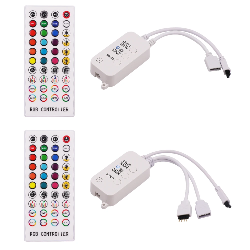 1 to 1/2/3/4 Head Output LED Controller DC12-24V IR Bluetooth Music RGB Controller 40-key Remote for 5050 RGB Led Strip