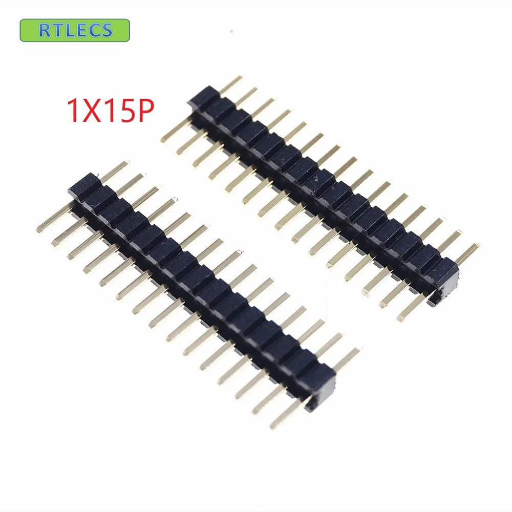 100 pcs 1x15 P 15 Pin 1.27 mm PCB Male Header Single row Straight PCB Through Hole Pin Headers Rohs cut from 1x40