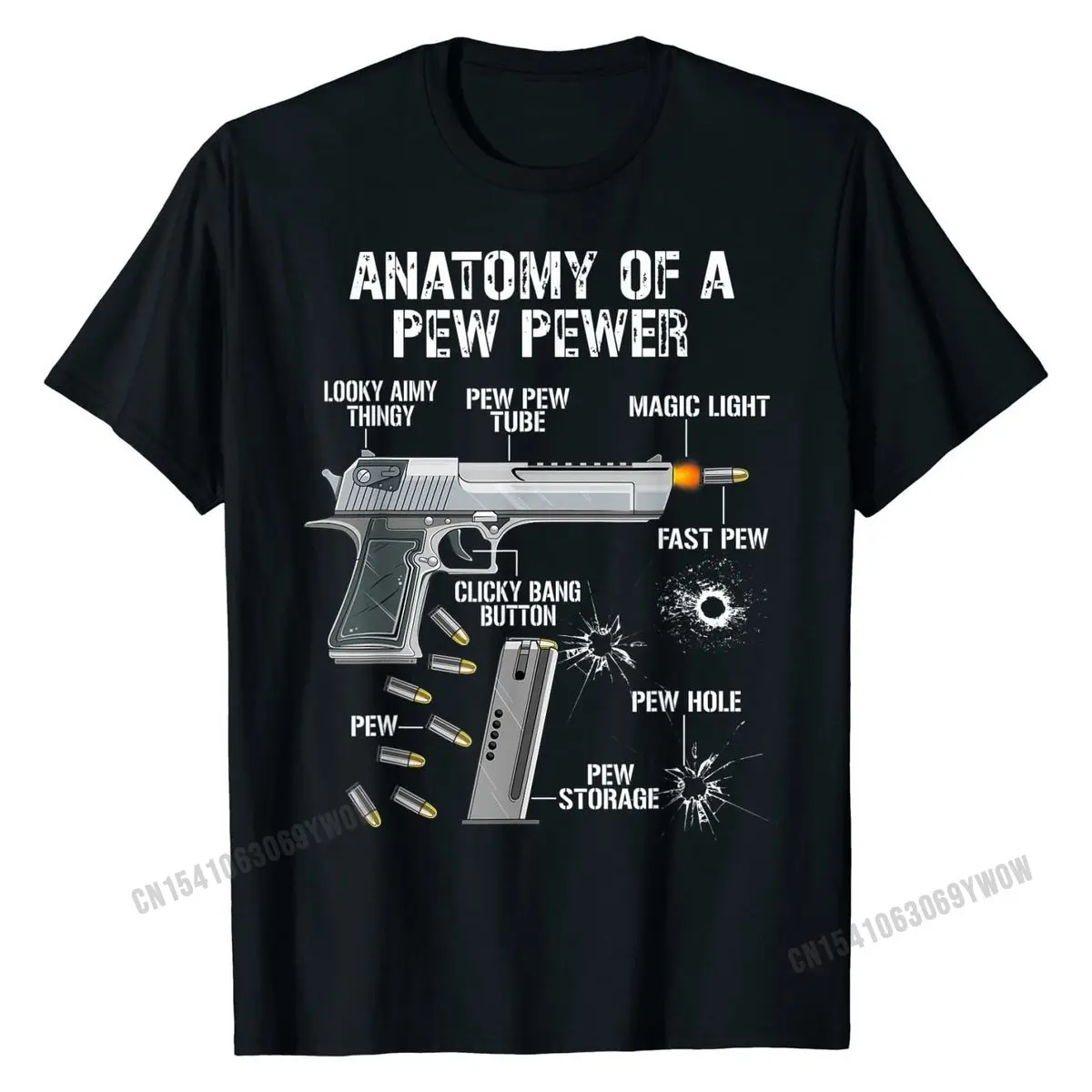 Funny Anatomy Of A Pew Pewer Ammo Gun Amendment Saying T-Shirt T Shirts Tops T Shirt Graphic Cotton Birthday Printed Men