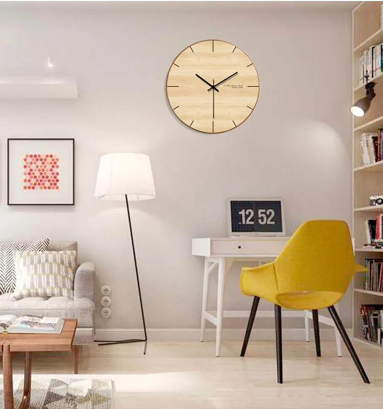 Round Wall Clock Wooden Modern Design Wooden Wall Clock Big Home Christmas Home Decoration Accessories