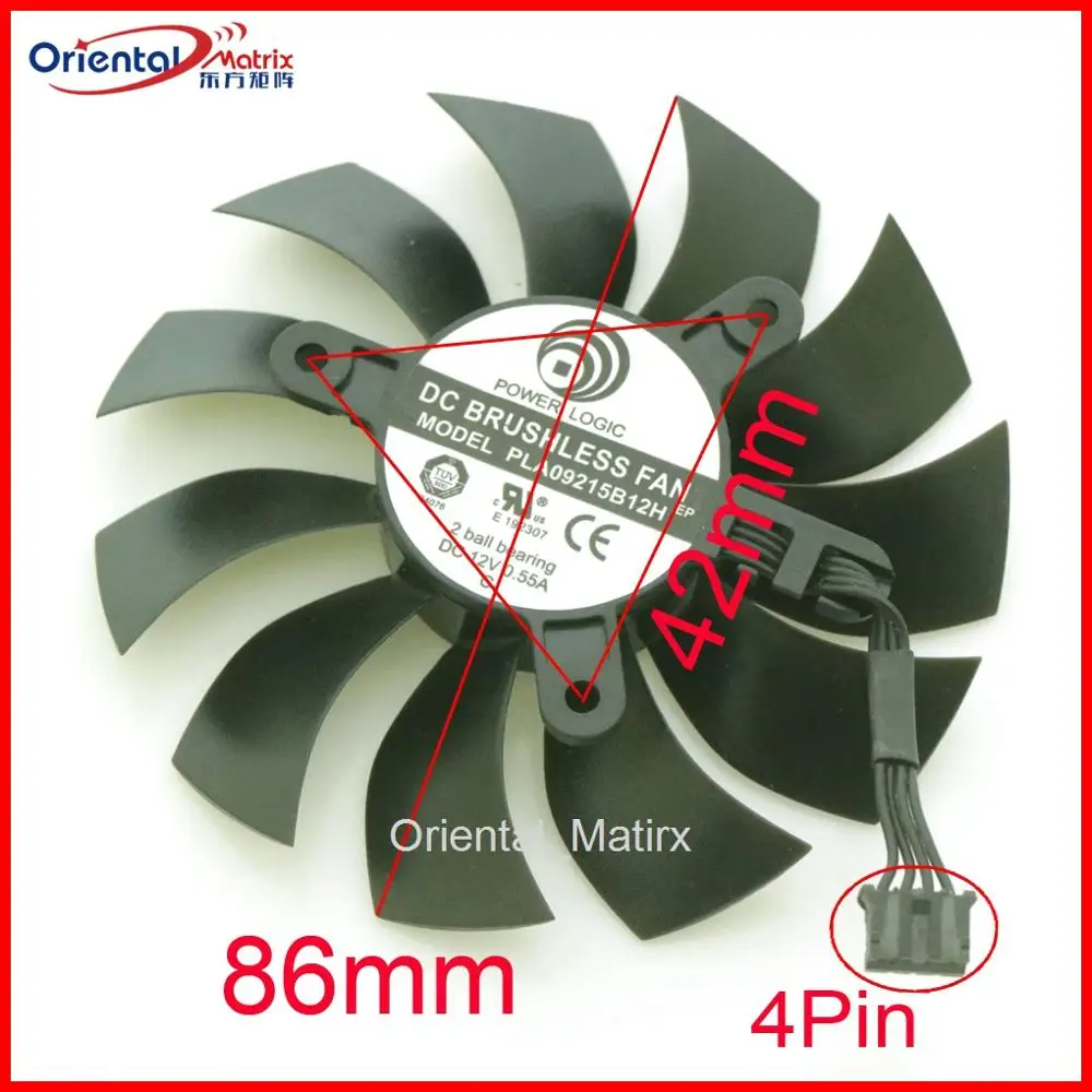 Free Shipping PLA09215B12H 12V 0.55A 86mm 4Pin For EVGA GTX1060 Graphics Card VGA Cooler Fan