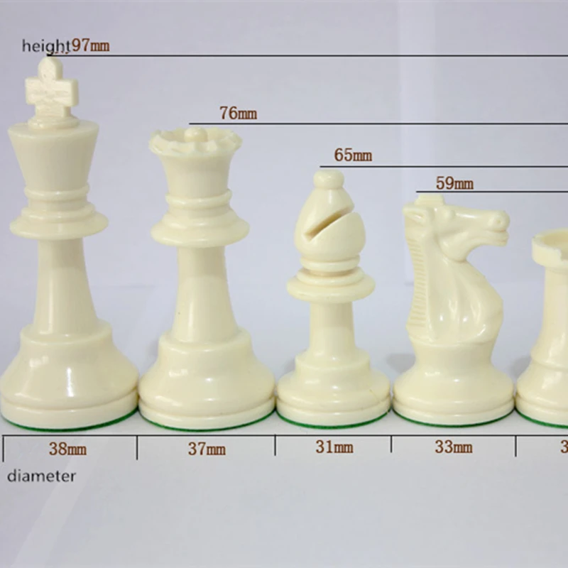 International Standard Chess Game Set Competition King 97mm(3.82inch) Large Plastic Chess Set with Chessboard 4 Rear Game Yernea