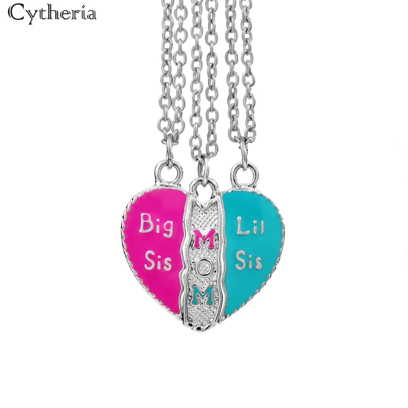 mother daughter necklaces big sis mom little sis Splicing necklace big sis lil sis Family necklace 3 pcs/ Set Of Candy Color