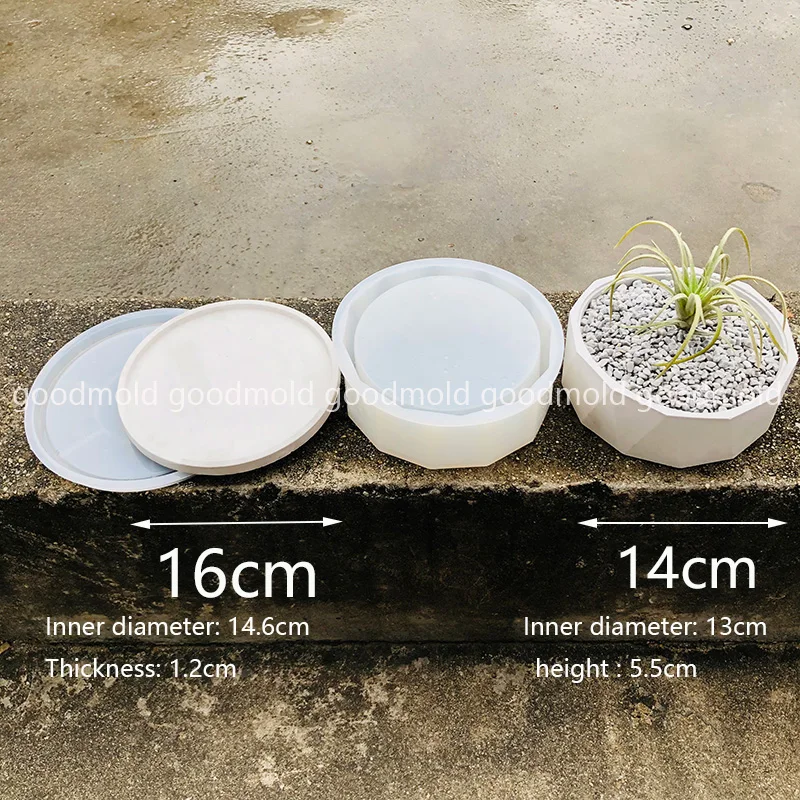 Cement Planter Silicone Molds Big Size Succulent Planting Concrete Vessel Mould Round Cement Flowerpot Mould