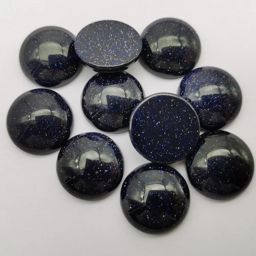 16MM Blue Sandstone Stone Round CAB GEM Cabochon Jewelry For Gift Bead (10 Pcs/Lot) H240