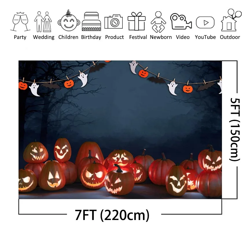 Mocsicka ฤดูใบไม้ร่วงฟักทองฮาโลวีนการถ่ายภาพฉากหลังน่ากลัวสุสานเด็กภาพพื้นหลังสำหรับสตูดิโอ Photocall