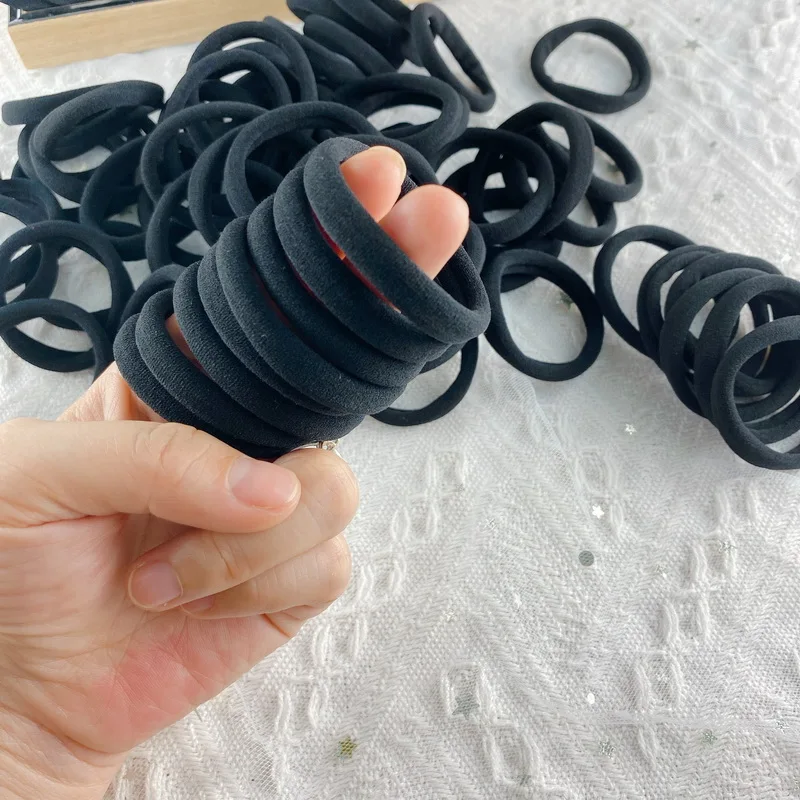 20/50/100pcs/Bag High Elastic Big Hair Rubber Bands For Women 4cm Black Hair Tie Rope Gum Girl Nylon Scrunchies Lady Accessories