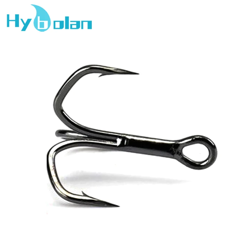 5-10Pcs/lot Black Fishing Hook High Carbon Steel Treble Overturned Hooks Tackle Round Bend Bold and strengthen Treble For Bass