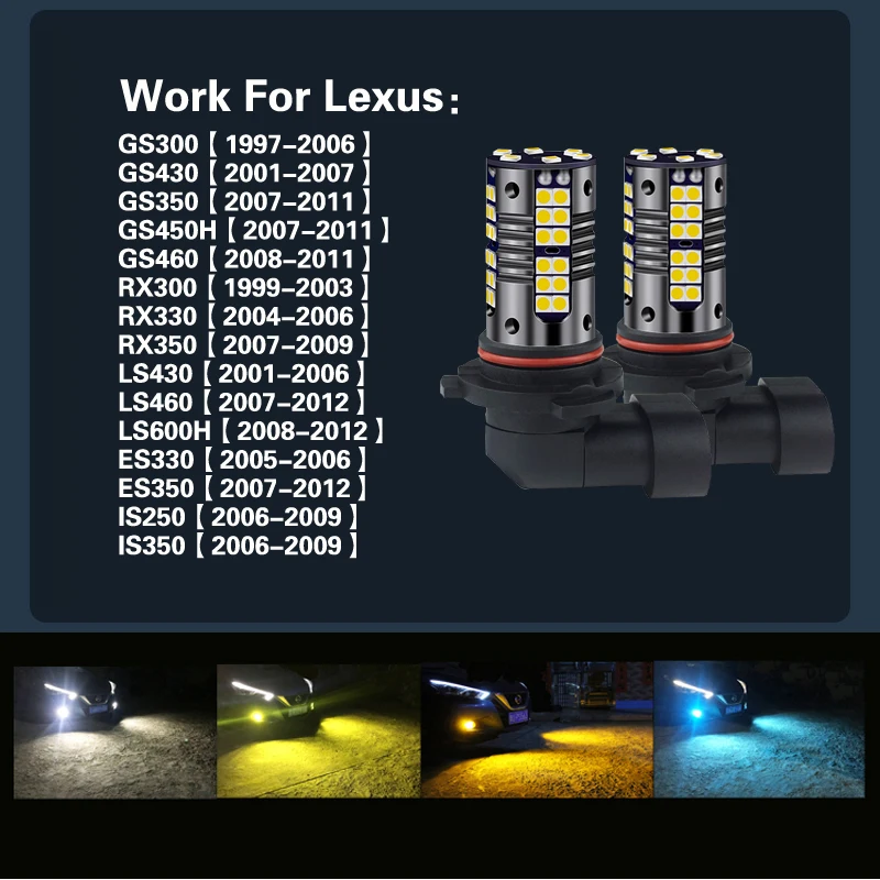 2pcs LED Fog Light Blub 9006 HB4 Lamp Canbus For Lexus GS300 GS430 GS350 GS460 RX300 RX330 RX350 LS430 LS460 ES330 ES350 IS250