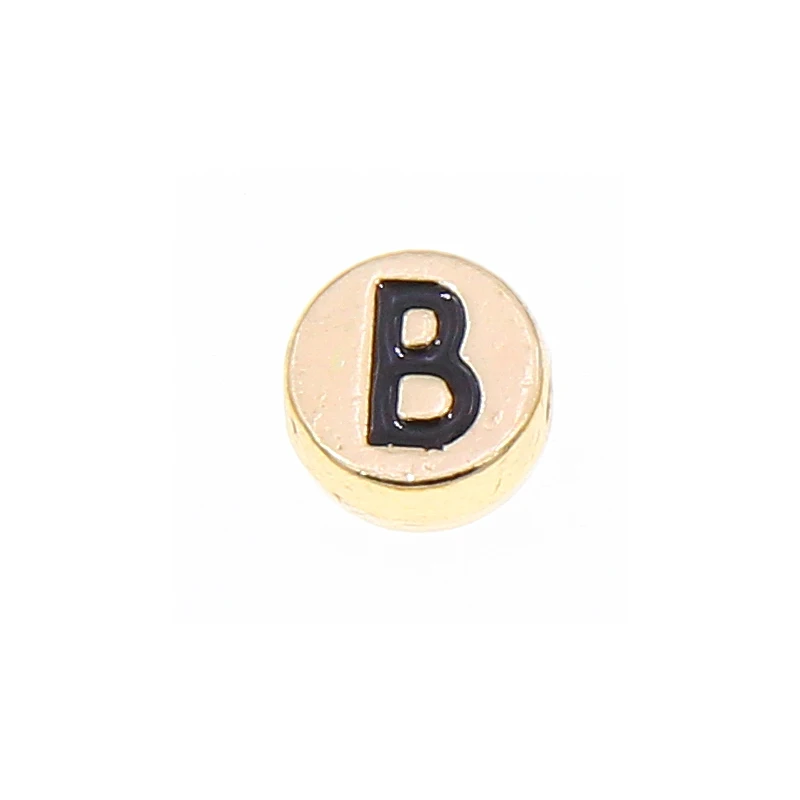 10/26PCS Flat Round 4X8MM Gold Color Letter Beads Metal Alloy Enamel Alphabet Spacer Beads For Necklace Bracelet DIY Jewelry Mak image 5