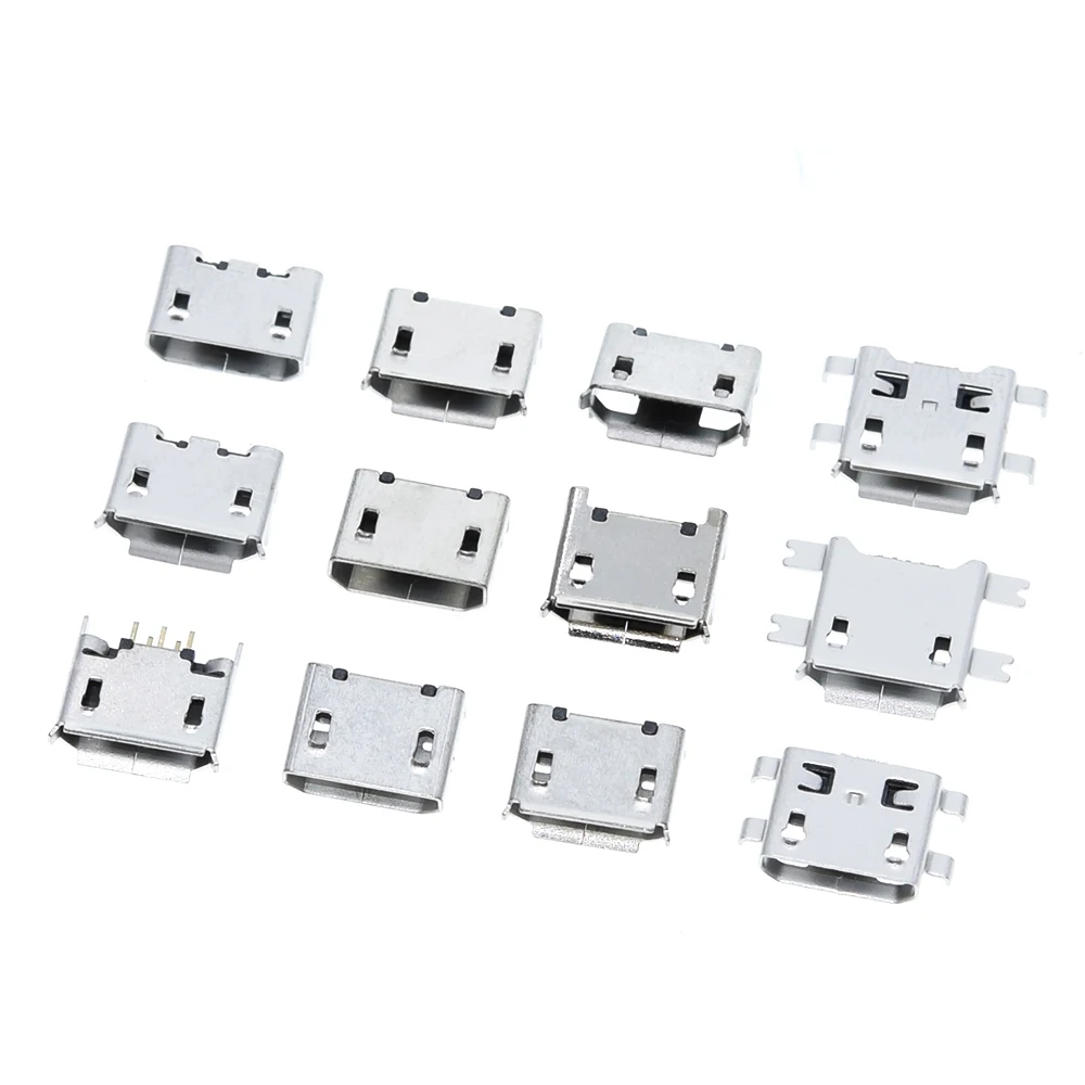 60pcs/lot 5 Pin SMT Socket Connector Micro USB Type B Female Placement 12 Models SMD DIP Socket Connector