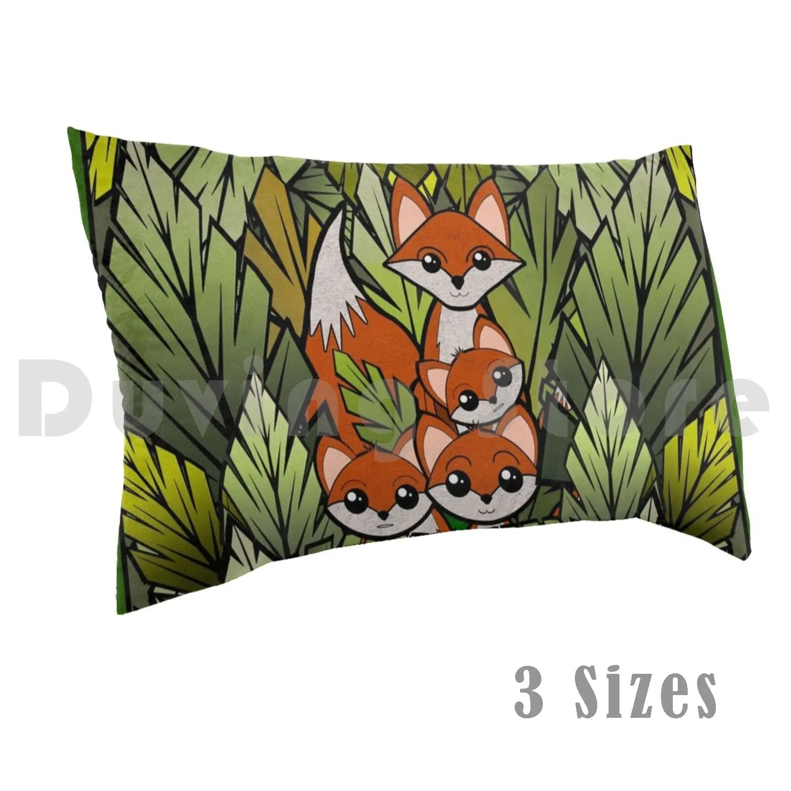 

Fox And Her Family Pillow Case DIY 50*70 Fox Fox Cubs Family Hidden Den Cute Cartoon Comic Fun