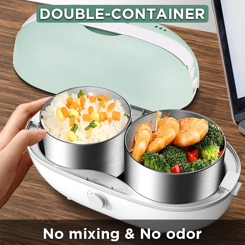 Portable Electric Heating Stainless steamer boiling Steel Lunch Box Home Rice Cooker Box Food Warmer Soup Dinnerware Set  Bento