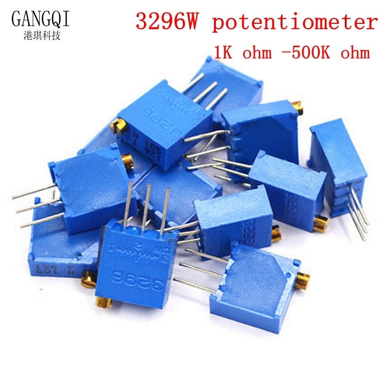 10PCS 3296W Potentiometer Precision Adjustable Resistance Multi-turn Trimming 1K 2K 5K 10K 100K 103 100R Trimmer Potentiometer