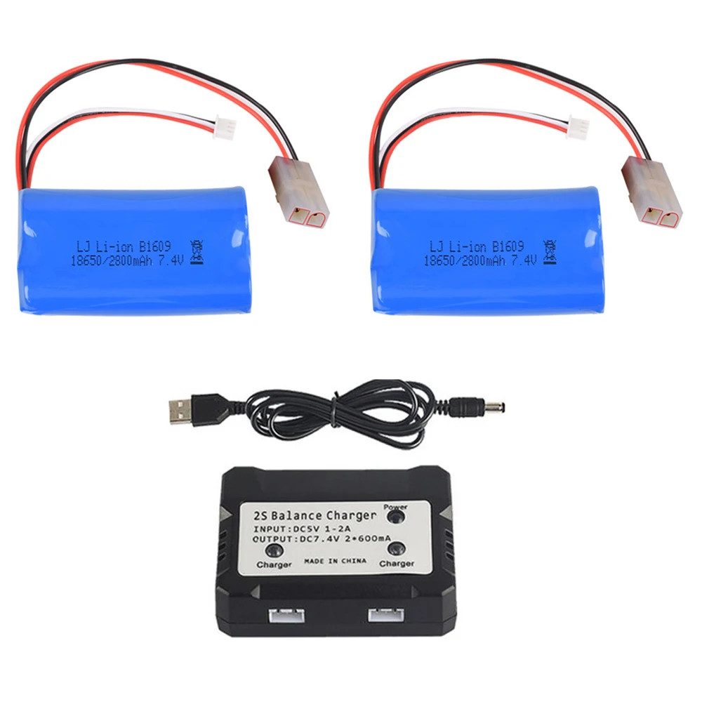 7.4V 2800mAh Lipo Battery with Balance charger for henglong 3809 3816 3818 3819 3838 3839 3869 3879 3888 RC tanks HJ806 parts