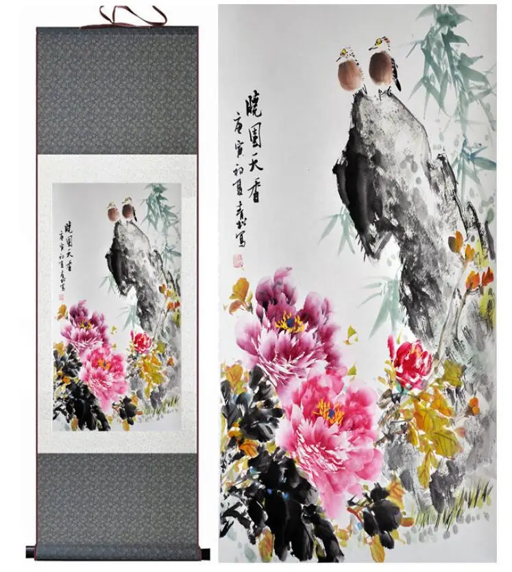 

Birds and flower painting Home Office Decoration Chinese scroll painting flower art Chinese paintingPrinted painting