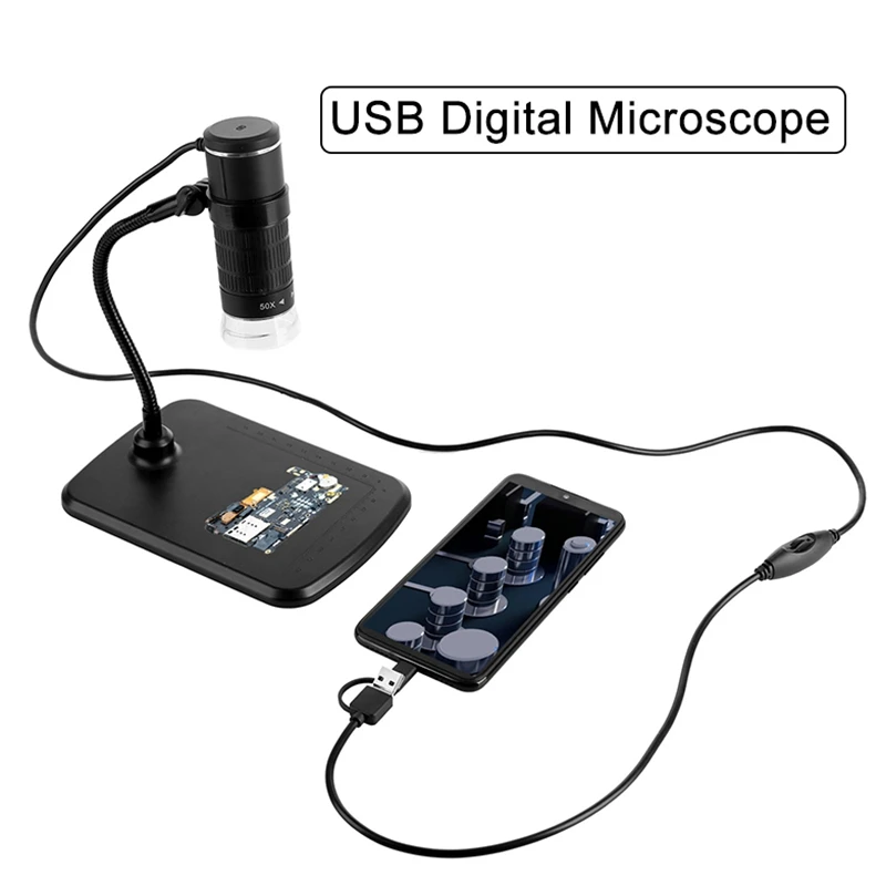 1000X 3 IN 1 USB Digital Microscope HD 1080P Video Microscope with 8 Adjustable LED Support Type-C Android PC for PCB Inspection