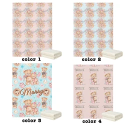 LVYZIHO Welcome Baby Adorable Watercolor Bear Personalized Name Baby Blanket - 30x40 / 48x60 / 60x80 Inches - Fleece Blanket